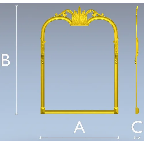 Ornate Crown Mirror Frame - STL 3D model for CNC milling