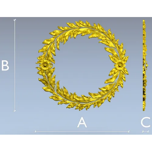 Laurel Wreath Relief - detailed 3D STL model for CNC