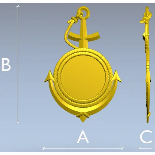 Anchor Medallion - STL 3D Model for CNC