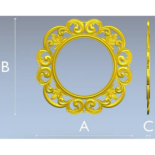 Ornate Rococo Round-in-Square Frame STL for CNC