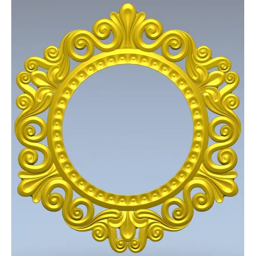 Baroque Round Frame STL for CNC - Ornate Rocaille Design