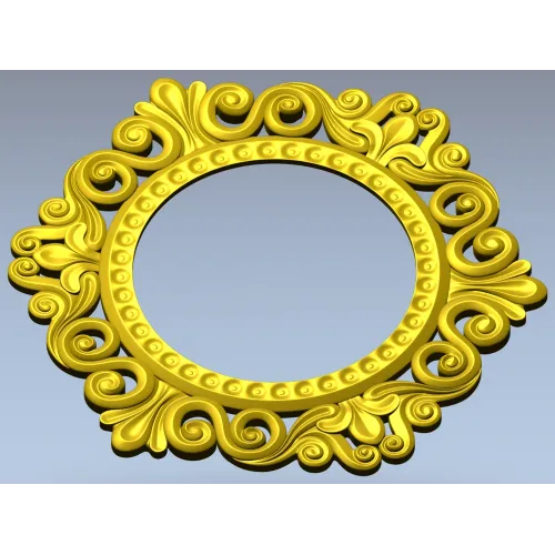 Baroque Round Frame STL for CNC - Ornate Rocaille Design
