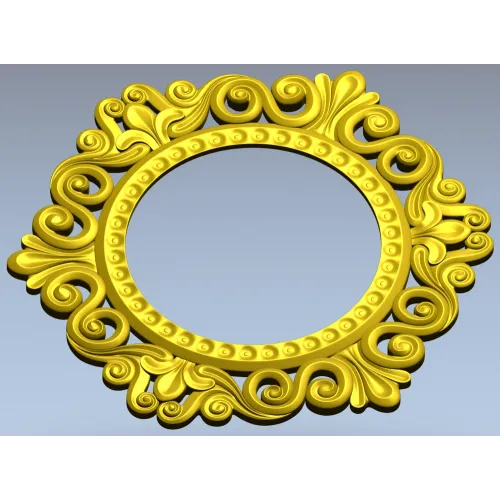 Baroque Round Frame STL for CNC - Ornate Rocaille Design