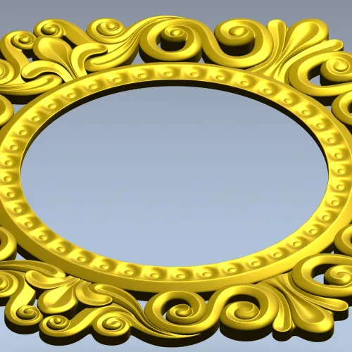 Baroque Round Frame STL for CNC - Ornate Rocaille Design