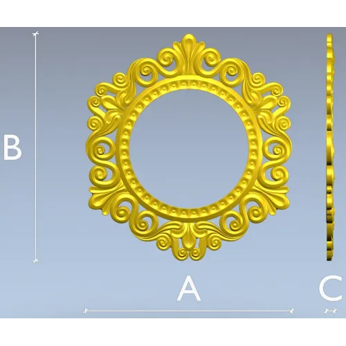 Baroque Round Frame STL for CNC - Ornate Rocaille Design