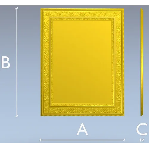 Ornate Rectangular Frame - STL 3D model for CNC milling