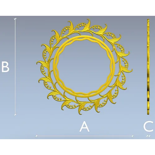 Ornamental Acanthus Round Frame - STL 3D Model for CNC