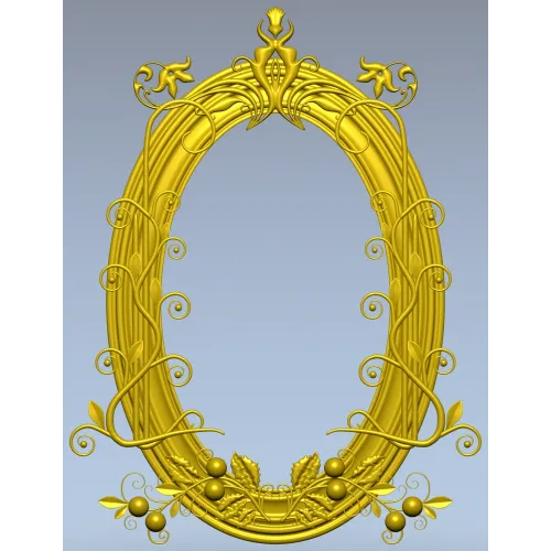 Ornate Oval Vine Frame STL 3D Model for CNC
