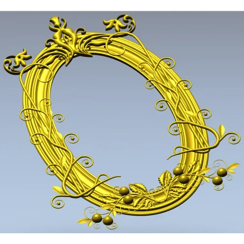 Ornate Oval Vine Frame STL 3D Model for CNC
