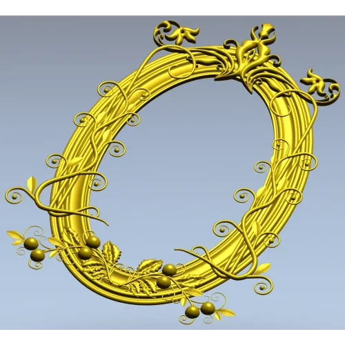 Ornate Oval Vine Frame STL 3D Model for CNC