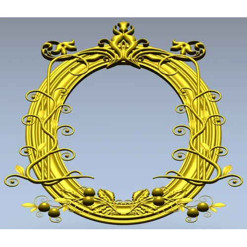 Ornate Oval Vine Frame STL 3D Model for CNC