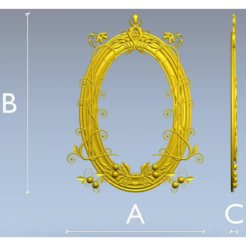 Ornate Oval Vine Frame STL 3D Model for CNC
