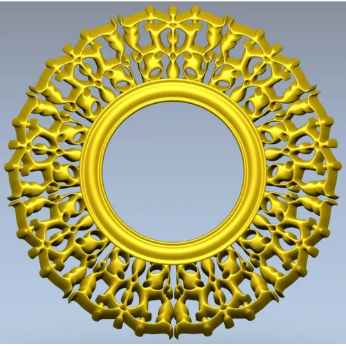 Резная круглая рамка STL для ЧПУ - венок листьев, 3D модель stl
