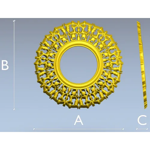 Резная круглая рамка STL для ЧПУ - венок листьев, 3D модель stl