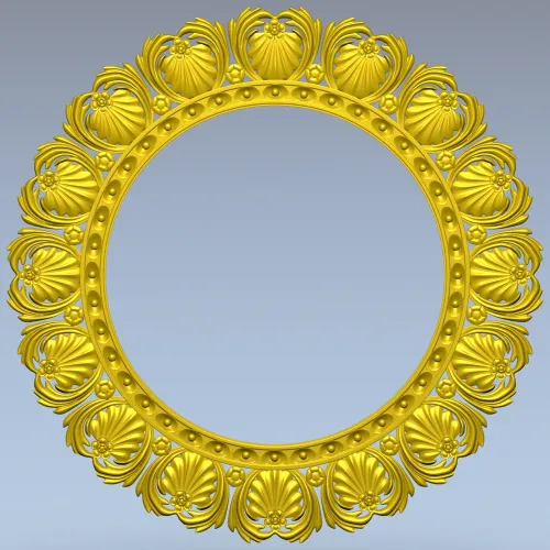Ornate Shell Rosette - Round CNC Frame STL