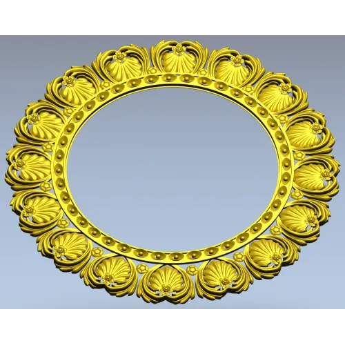 Ornate Shell Rosette - Round CNC Frame STL