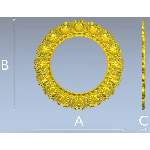 Ornate Shell Rosette - Round CNC Frame STL