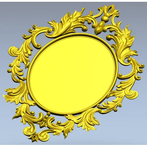 Ornamental Acanthus Oval Frame - STL 3D model for CNC