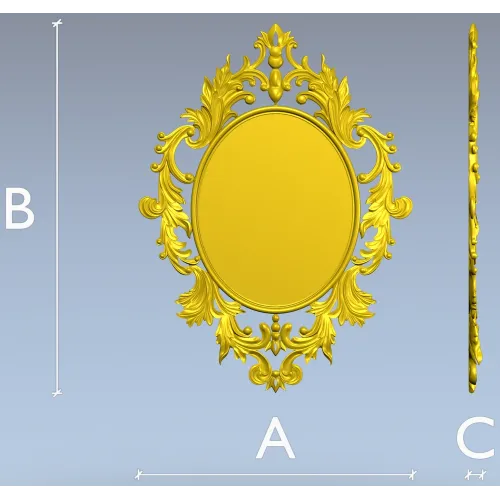 Ornamental Acanthus Oval Frame - STL 3D model for CNC