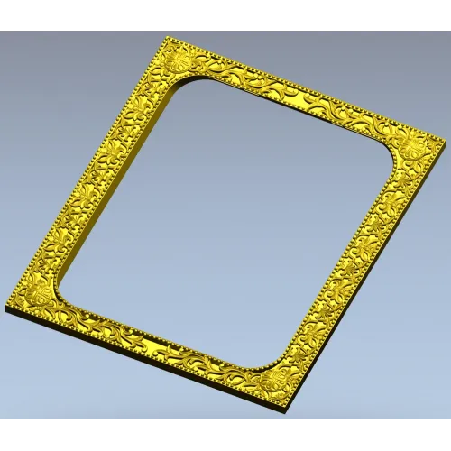 Baroque Floral Rectangular Frame STL for CNC