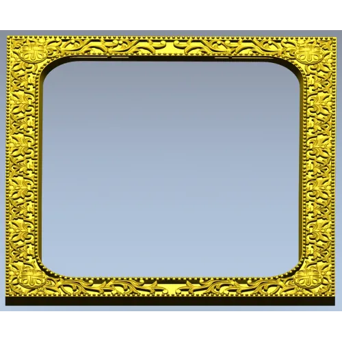 Baroque Floral Rectangular Frame STL for CNC