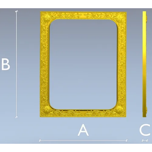 Baroque Floral Rectangular Frame STL for CNC