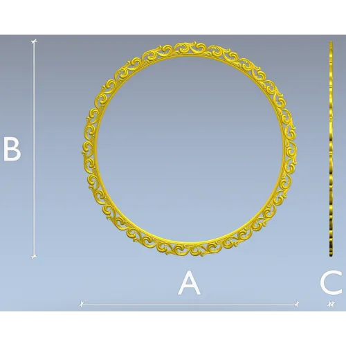 Ornate Round Scroll Frame - STL 3D Model for CNC