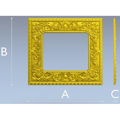 Baroque Ornate Square Frame - STL 3D model for CNC