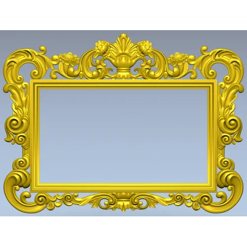 Baroque rectangular frame STL - ornate 3D model for CNC