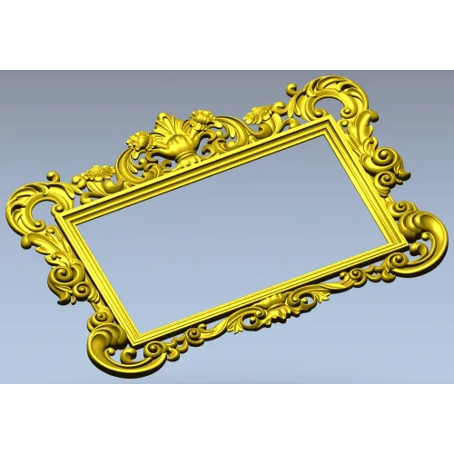 Baroque rectangular frame STL - ornate 3D model for CNC