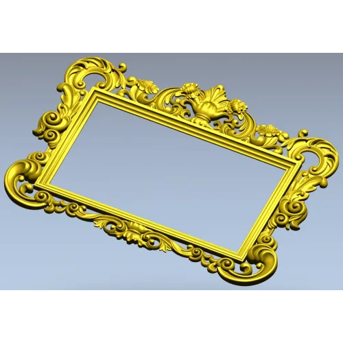 Baroque rectangular frame STL - ornate 3D model for CNC