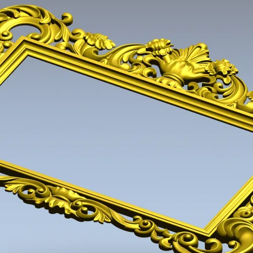 Baroque rectangular frame STL - ornate 3D model for CNC