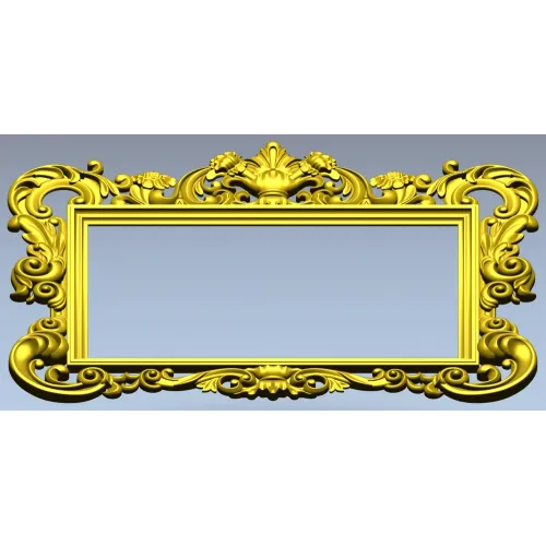 Baroque rectangular frame STL - ornate 3D model for CNC