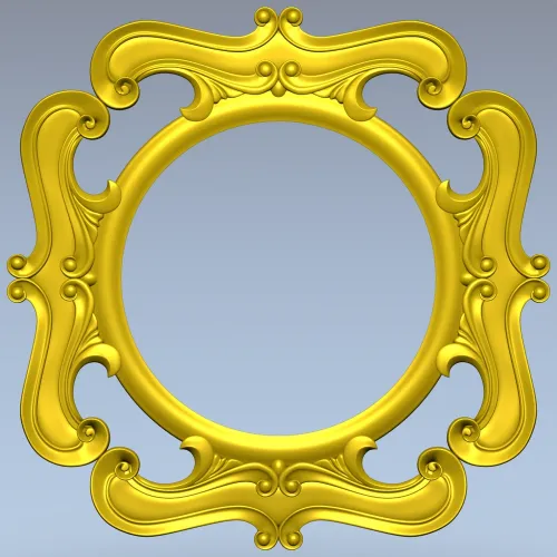 Rococo Round Frame STL for CNC - Baroque Medallion 3D Model