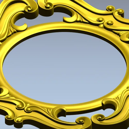 Rococo Round Frame STL for CNC - Baroque Medallion 3D Model