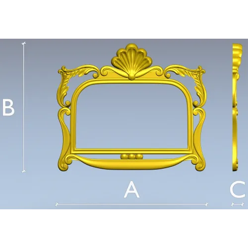 Ornate Seashell Rococo Frame STL for CNC