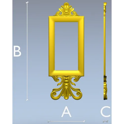 Baroque Rectangular Frame STL for CNC