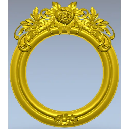Ornate Round Floral Frame - STL 3D Model for CNC