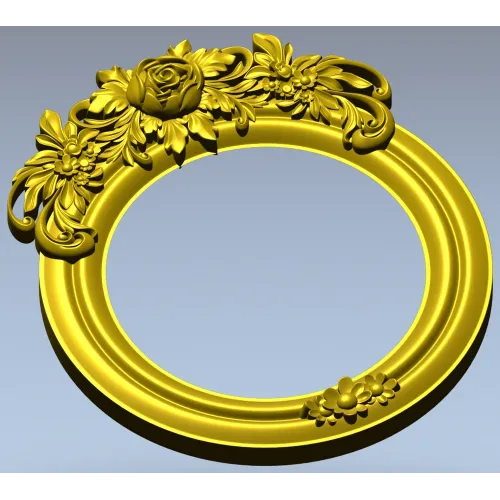 Ornate Round Floral Frame - STL 3D Model for CNC