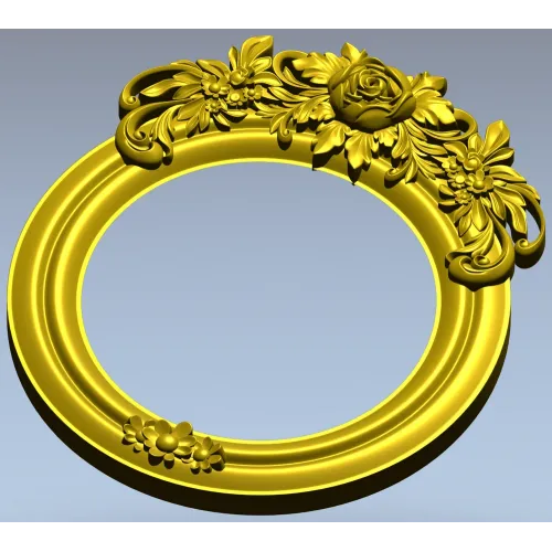 Ornate Round Floral Frame - STL 3D Model for CNC