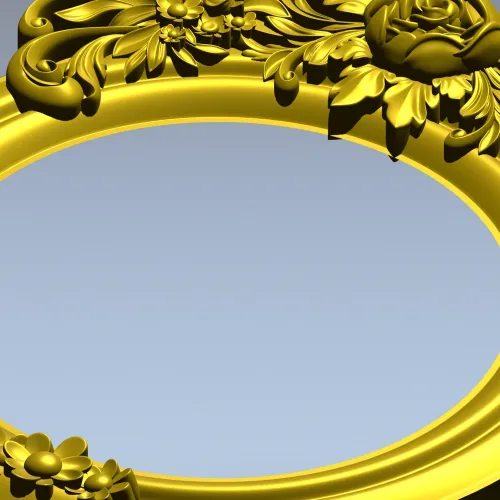 Ornate Round Floral Frame - STL 3D Model for CNC
