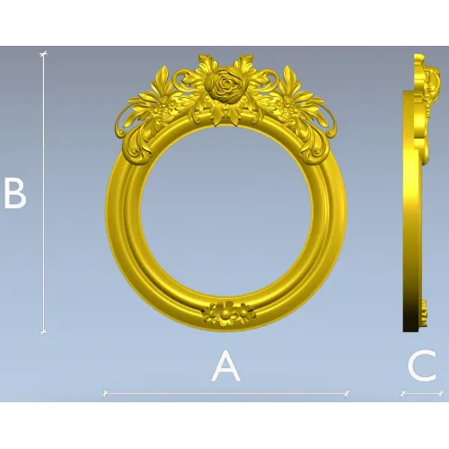 Ornate Round Floral Frame - STL 3D Model for CNC