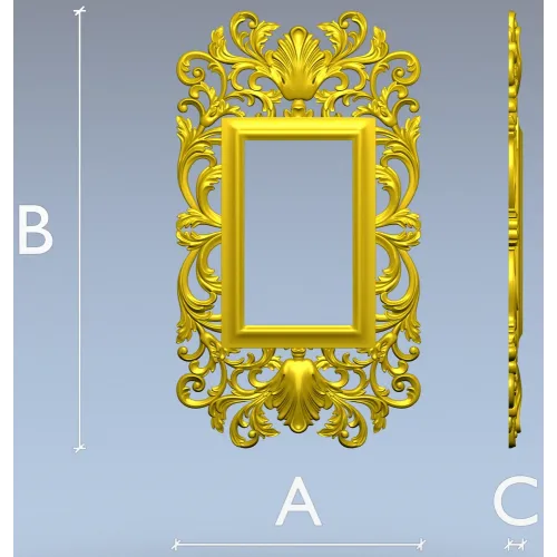 Ornate Rococo Acanthus Frame STL - 3D model for CNC