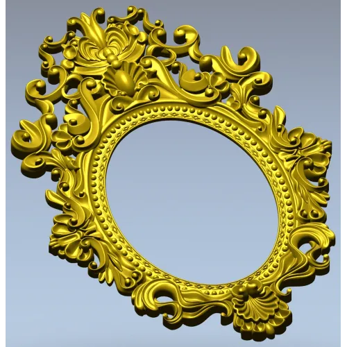 Baroque Oval Frame 3D STL Model for CNC Milling