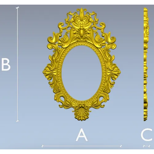 Baroque Oval Frame 3D STL Model for CNC Milling