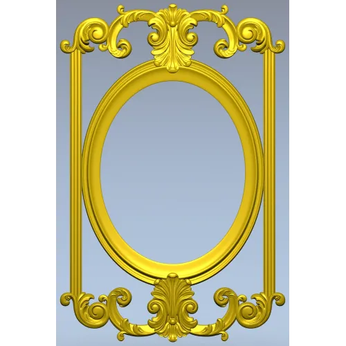 Rococo Oval Decorative Frame STL for CNC