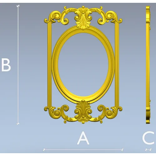Rococo Oval Decorative Frame STL for CNC