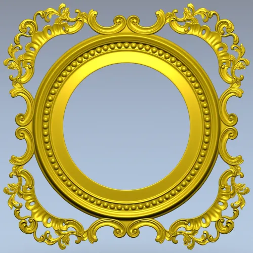 Baroque Round-in-Square Frame STL for CNC
