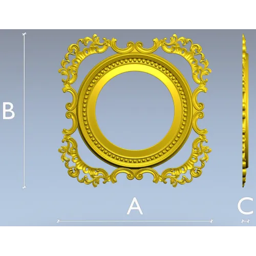 Baroque Round-in-Square Frame STL for CNC