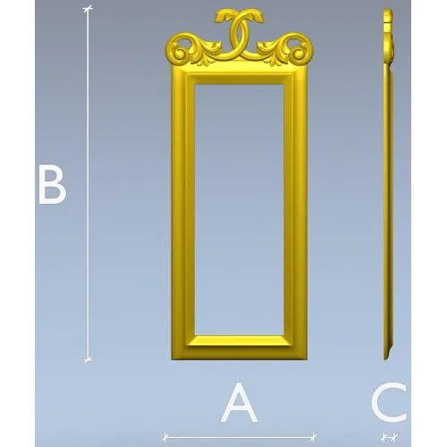Ornamental Rectangular Frame STL - 3D model for CNC milling